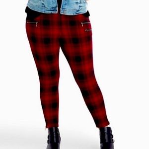 torrid red plaid all-nighter ponte pants.